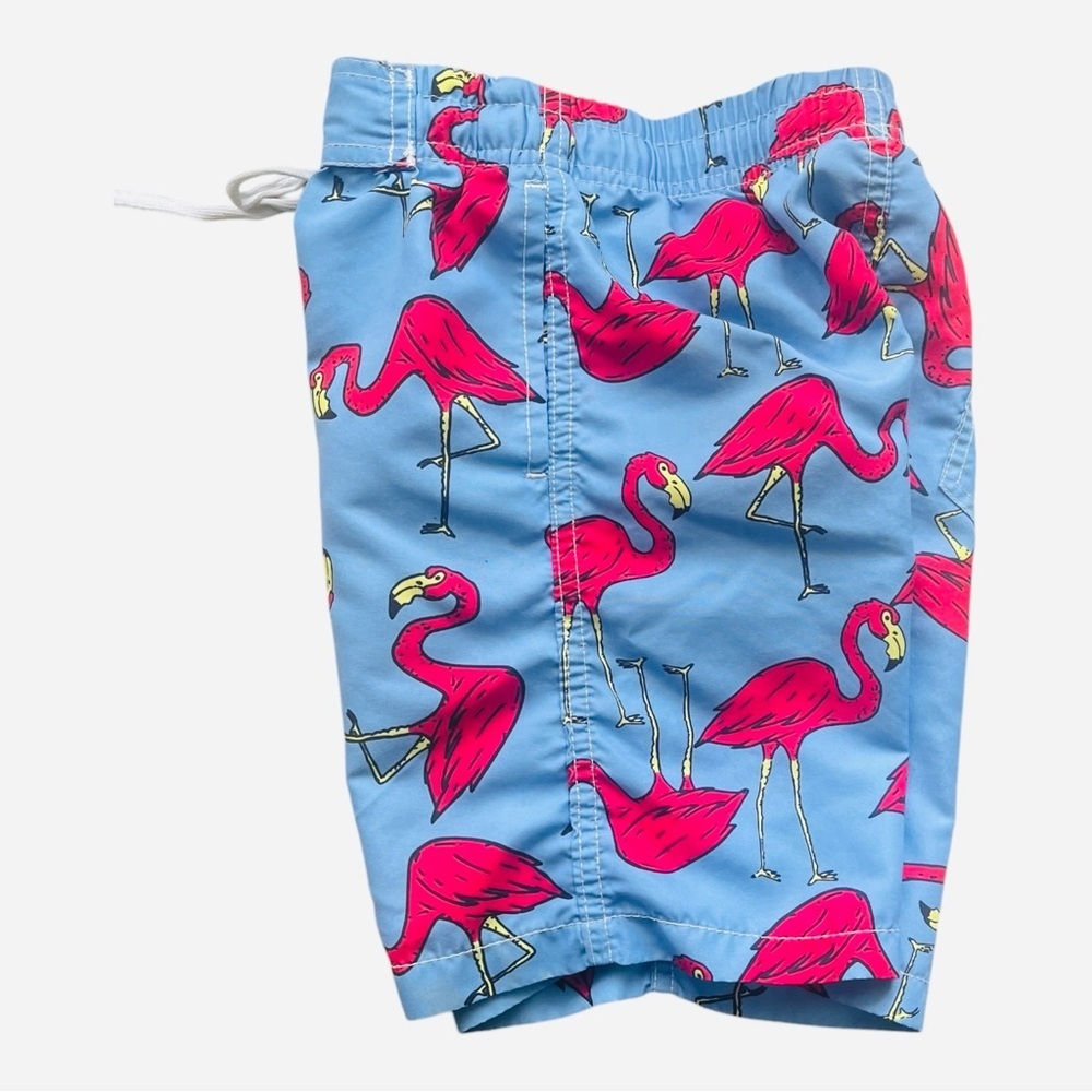 Kite”n”Koo athleisure casual swim trunks 5-6 Flamingo Print blue elastic waist - Picture 3 of 10